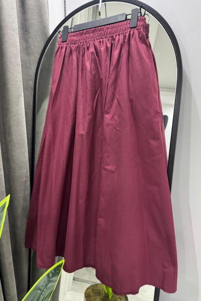 Poplin Cepli Etek - Bordo