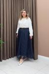 Puantiye Etek - Lacivert
